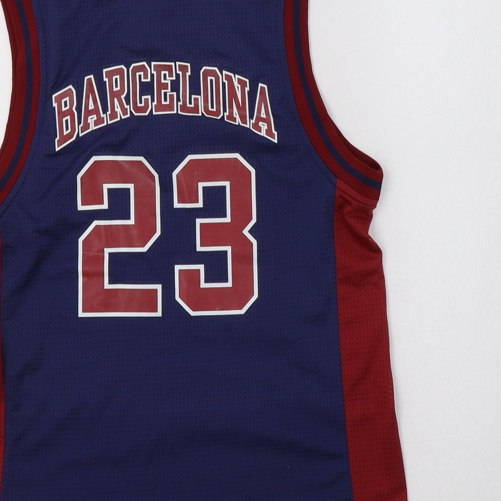 Sport Zone Womens Blue Colourblock Polyester Jersey Tank Size 6 Crew Neck - Barcelona