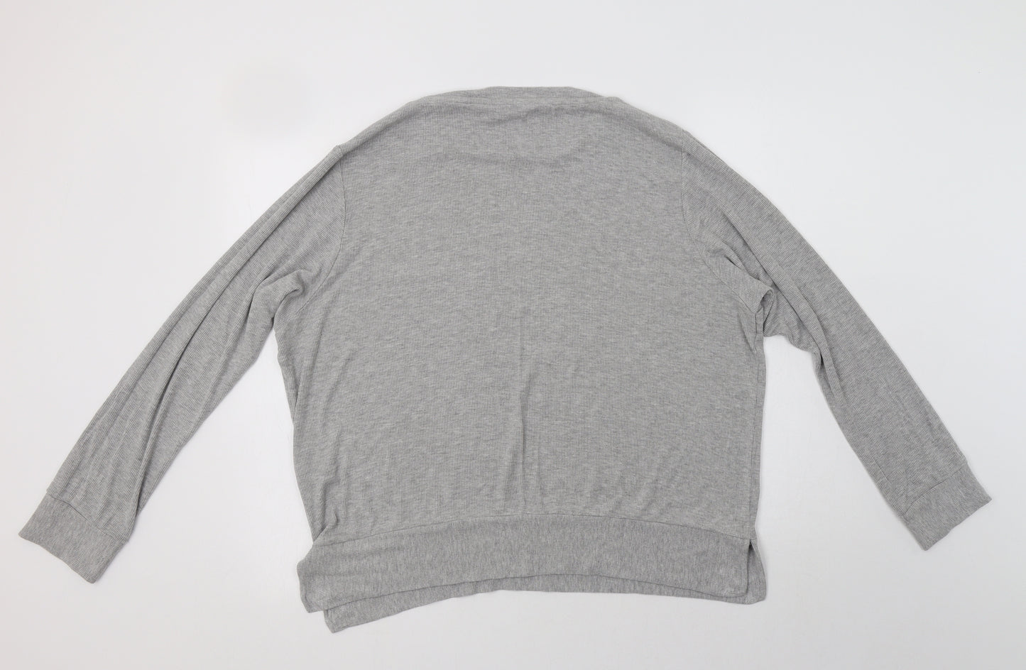 Nutmeg Womens Grey Solid Viscose Top Lounge Set Size 16