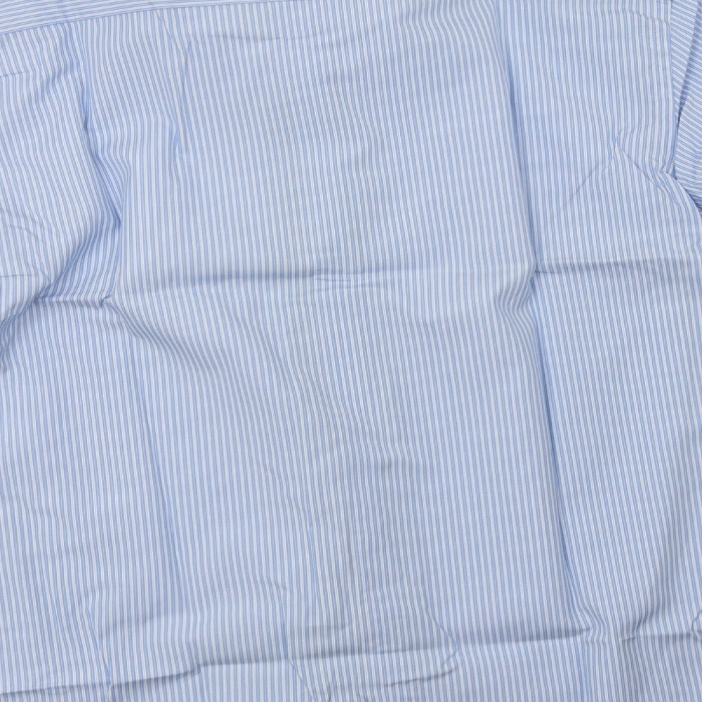 Next` Mens Blue Striped Cotton  Dress Shirt Size 15.5 Collared Button