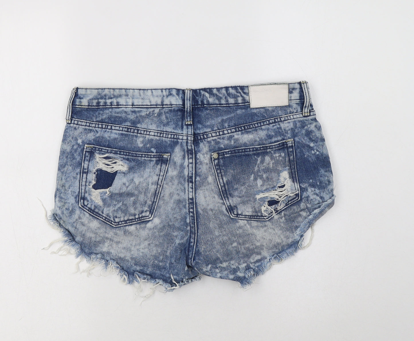 H&M Womens Blue  Cotton Hot Pants Shorts Size 10 L3 in Regular Button