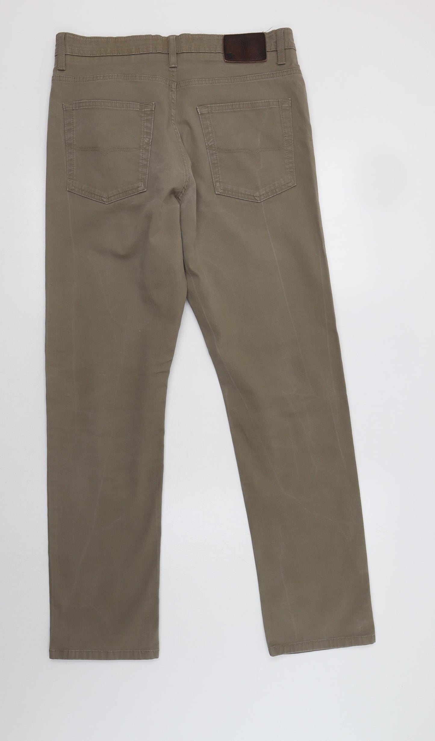 M&S Mens Beige  Cotton Chino Trousers Size 32 L31 in Regular Button