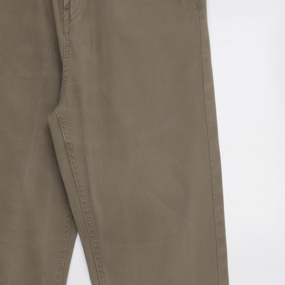 M&S Mens Beige  Cotton Chino Trousers Size 32 L31 in Regular Button