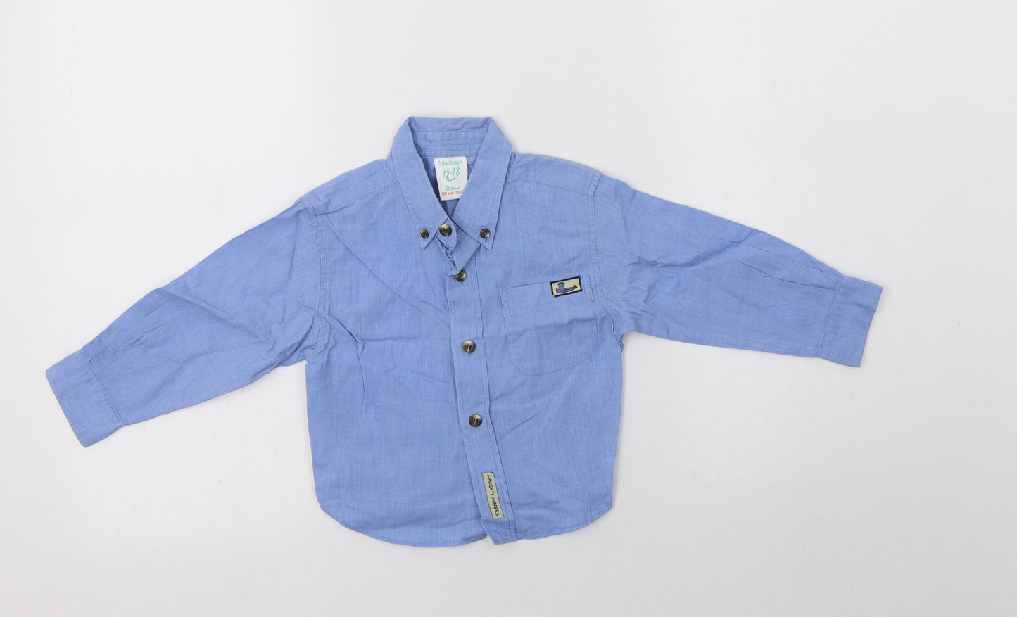 Mackays Baby Blue  Cotton Basic Button-Up Size 12-18 Months Collared Button