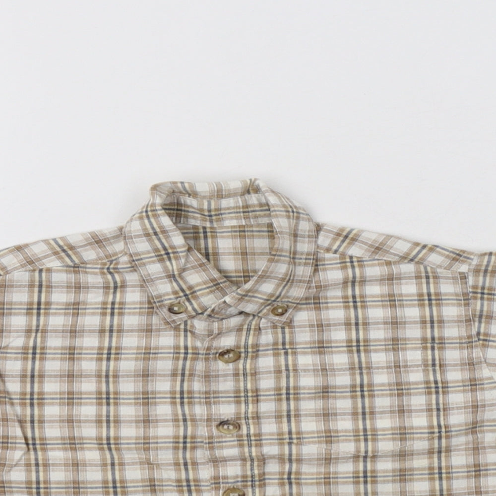 M&S Baby Beige Check Cotton Basic Button-Up Size 18-24 Months Collared Button