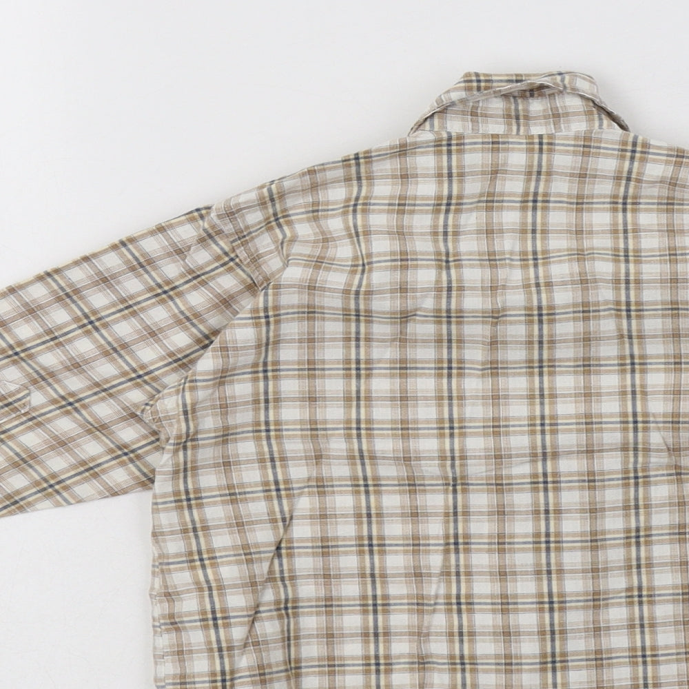 M&S Baby Beige Check Cotton Basic Button-Up Size 18-24 Months Collared Button