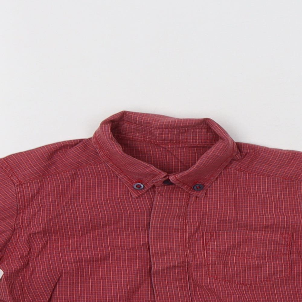 M&S Baby Red Check Lyocell Basic Button-Up Size 12-18 Months Collared Button