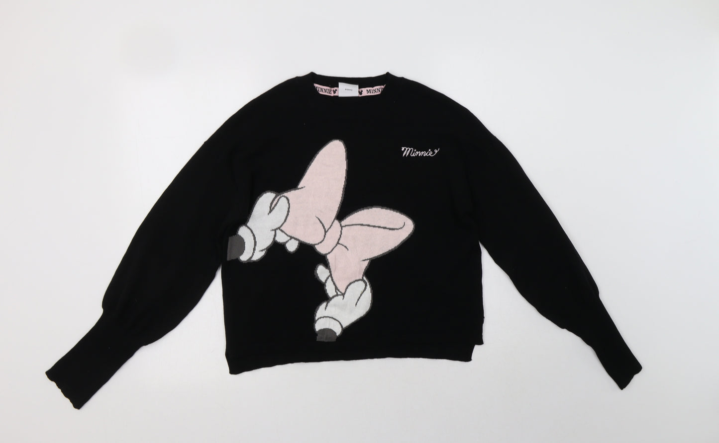 George Girls Black Crew Neck  Cotton Pullover Jumper Size 12-13 Years   - Minnie Mouse