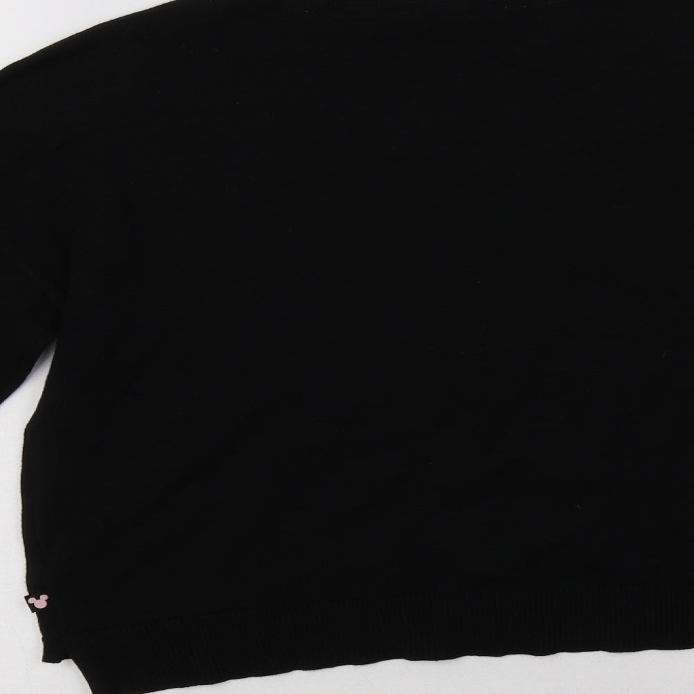 George Girls Black Crew Neck  Cotton Pullover Jumper Size 12-13 Years   - Minnie Mouse