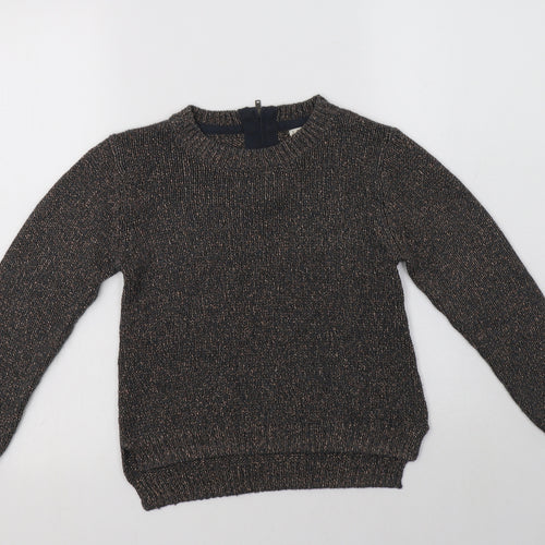 NEXT Girls Grey Crew Neck  Acrylic Pullover Jumper Size 8 Years  Zip