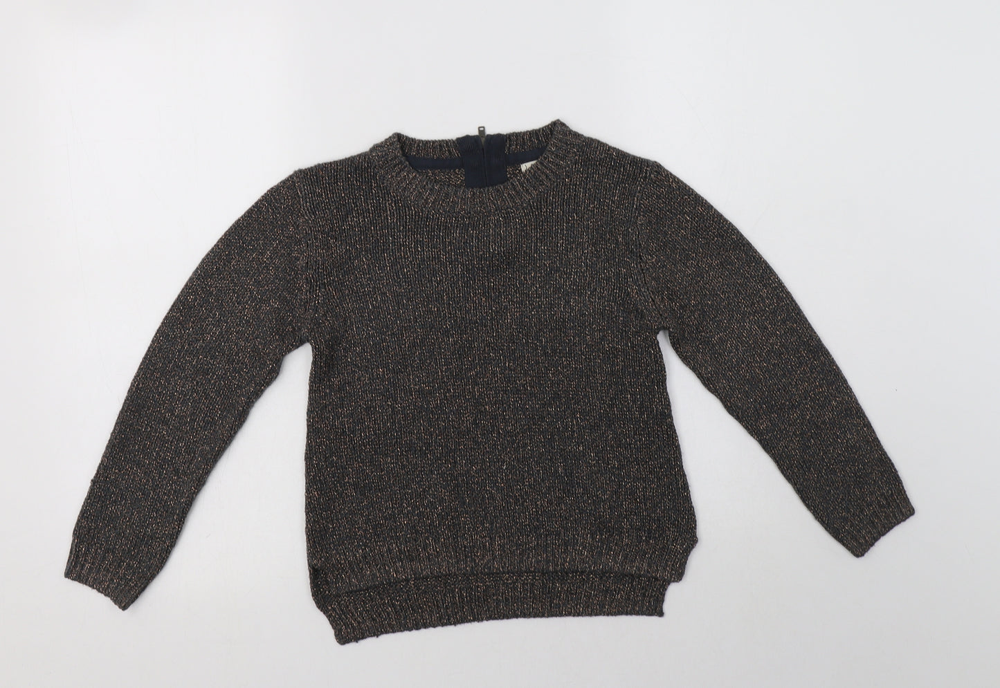 NEXT Girls Grey Crew Neck  Acrylic Pullover Jumper Size 8 Years  Zip