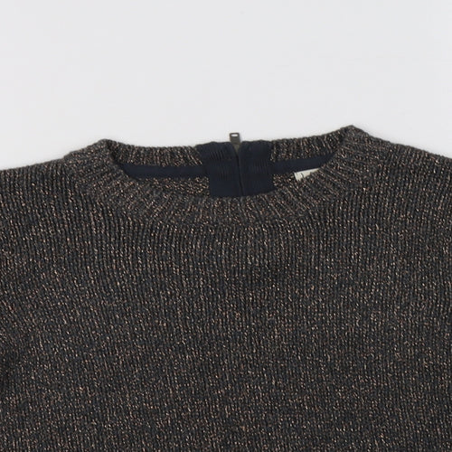 NEXT Girls Grey Crew Neck  Acrylic Pullover Jumper Size 8 Years  Zip