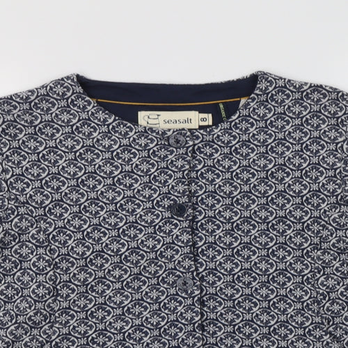 Seasalt Womens Blue Geometric  Jacket Blazer Size 8  Button