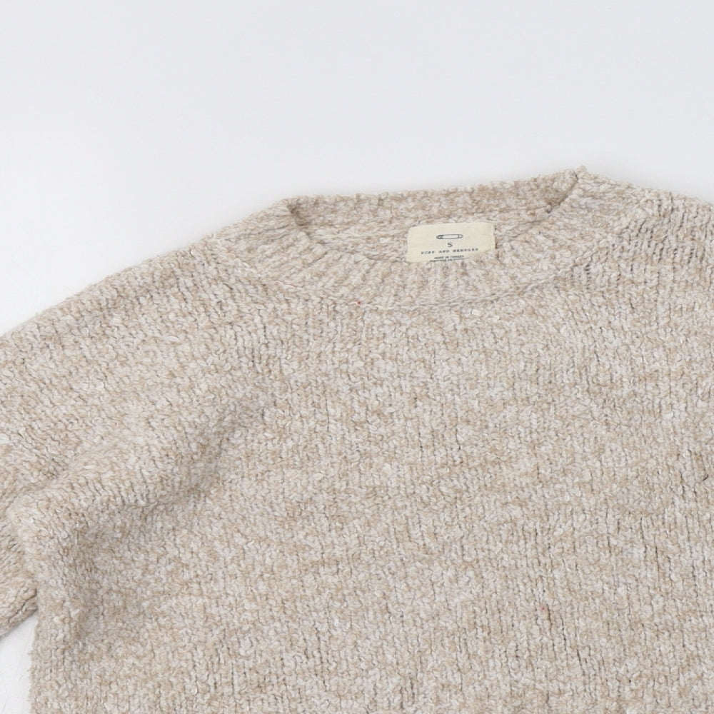 Pine & Needles Womens Beige Crew Neck  Polyester Pullover Jumper Size S