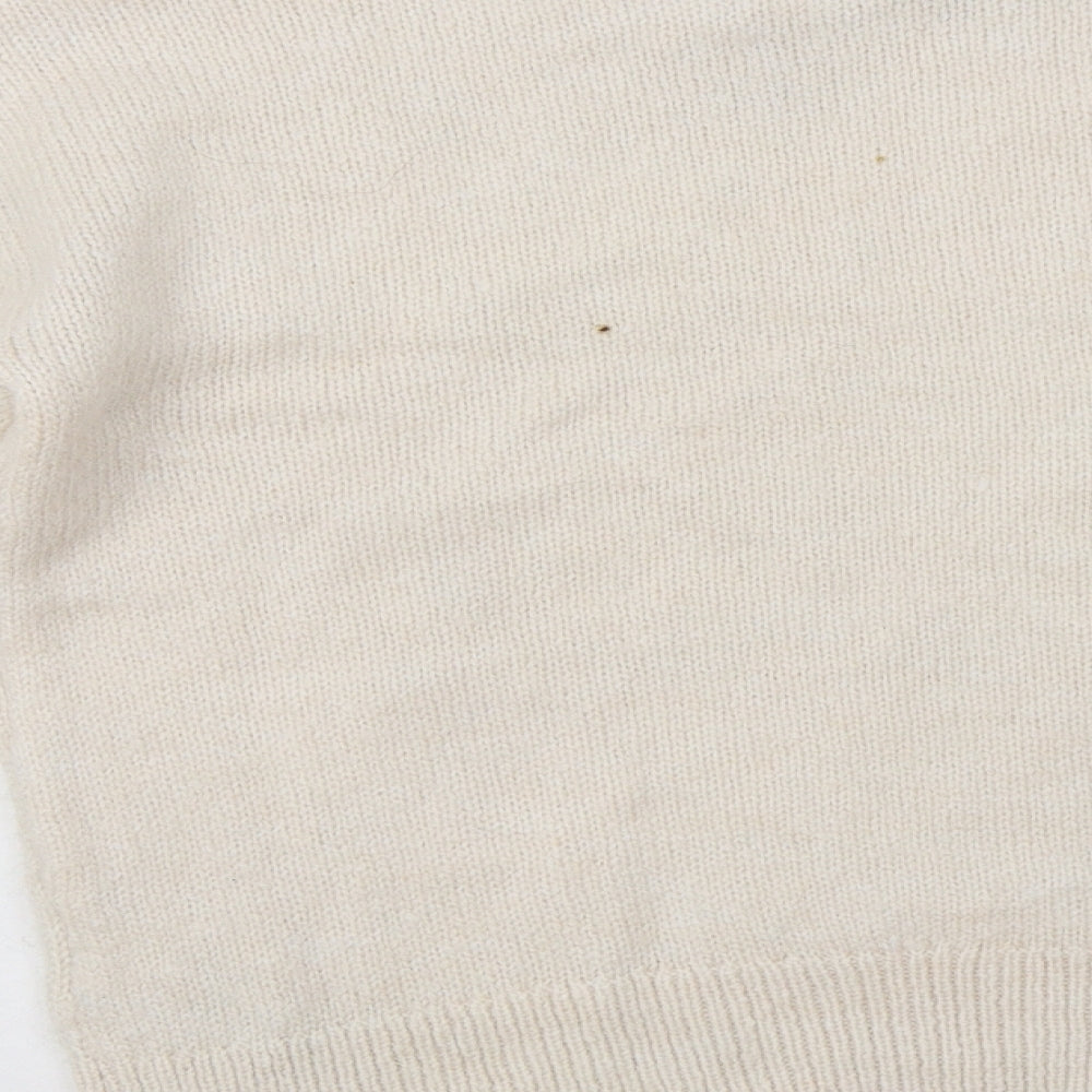 Papaya Womens Beige Crew Neck  Acrylic Pullover Jumper Size S