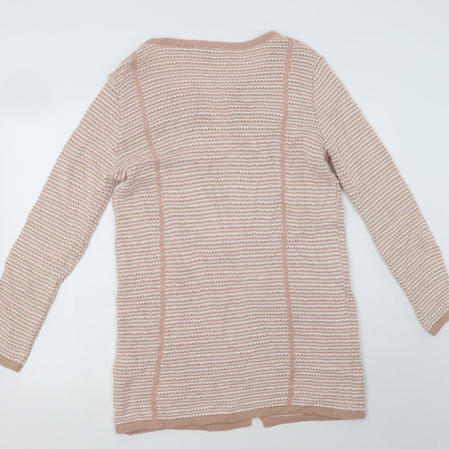 Primark Womens Pink Round Neck Striped Acrylic Cardigan Jumper Size M