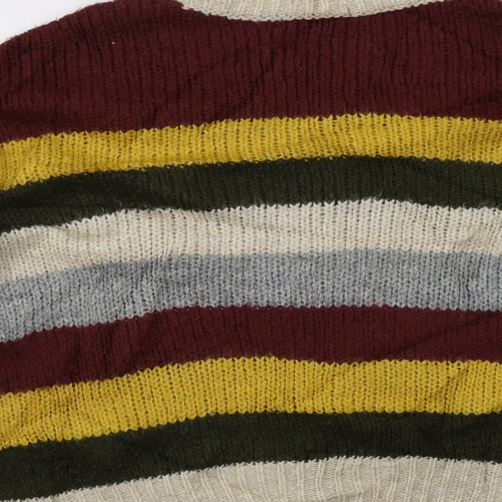 TU Womens Multicoloured Crew Neck Striped Acrylic Pullover Jumper Size 12