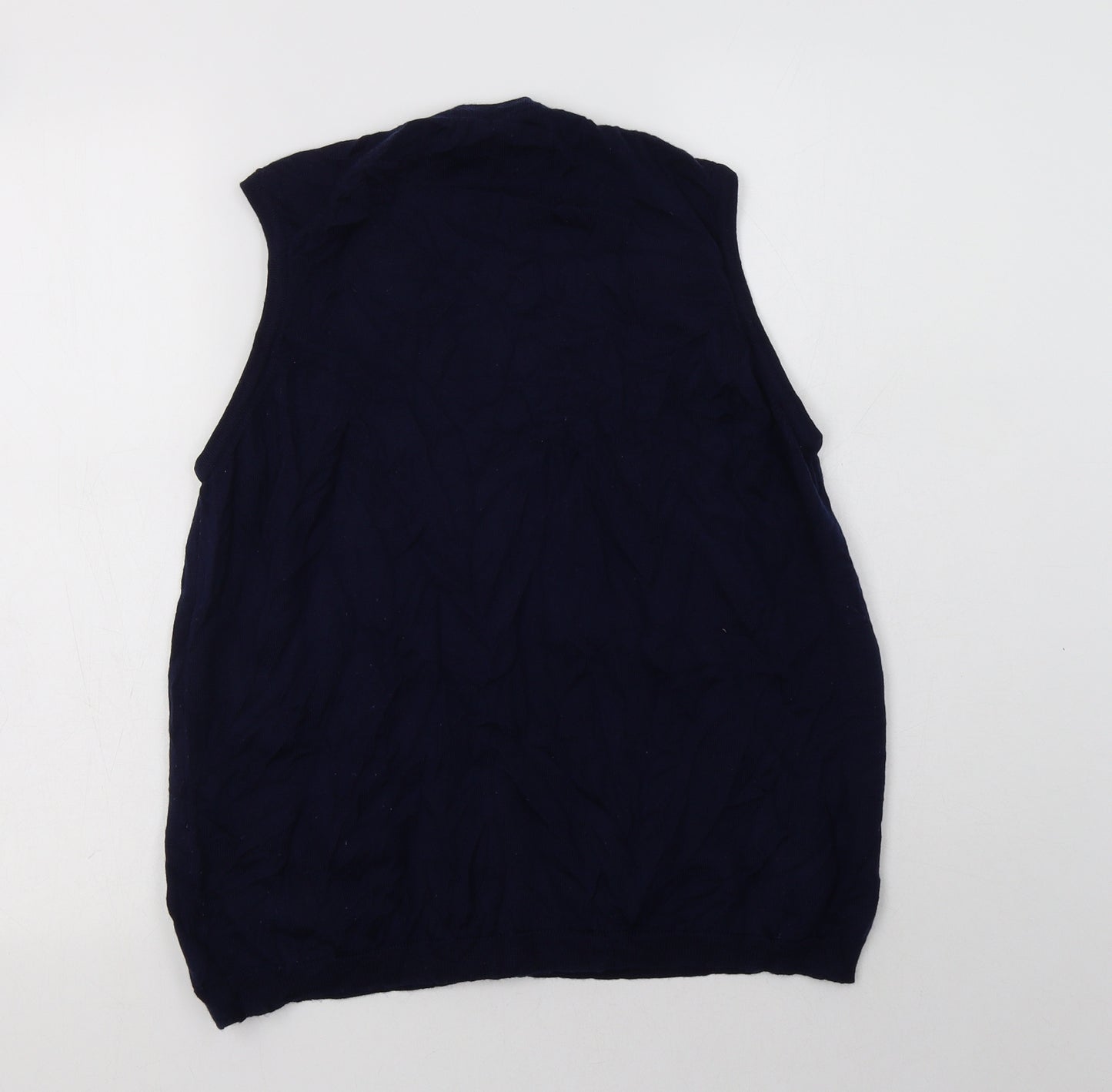 Country Collection Womens Blue V-Neck  Wool Vest Jumper Size L