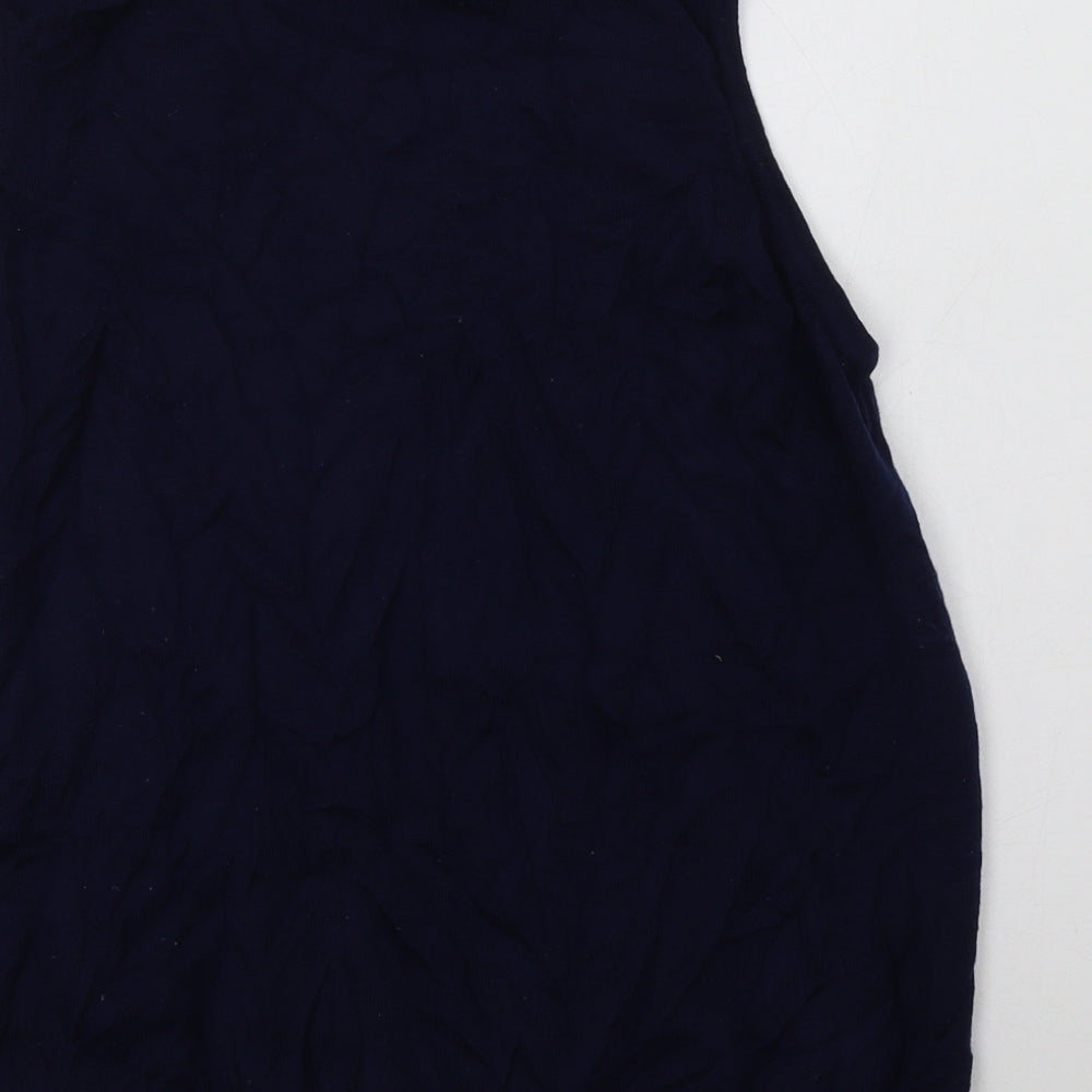 Country Collection Womens Blue V-Neck  Wool Vest Jumper Size L