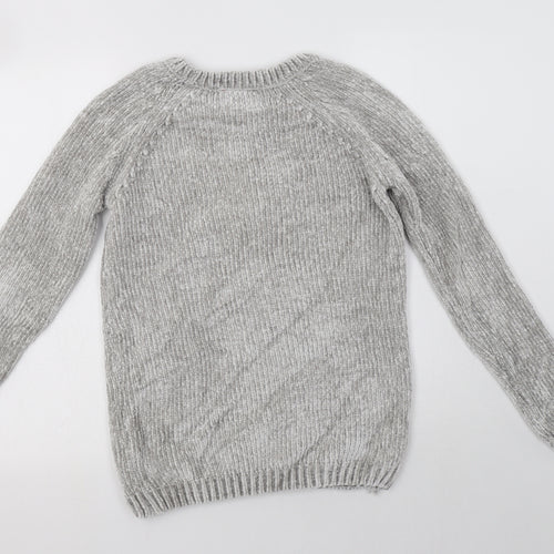 Primark Girls Grey Crew Neck  Polyester Pullover Jumper Size 13-14 Years   - Christmas Jumper