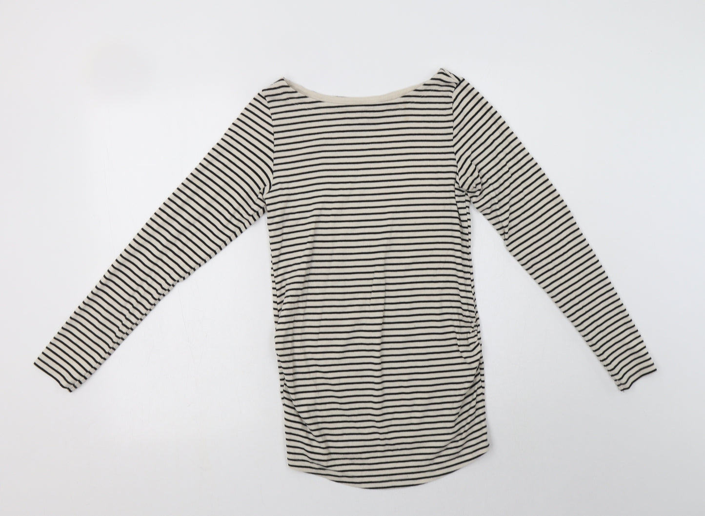 H&M Womens White Striped  Basic Blouse Size S Round Neck - Maternity