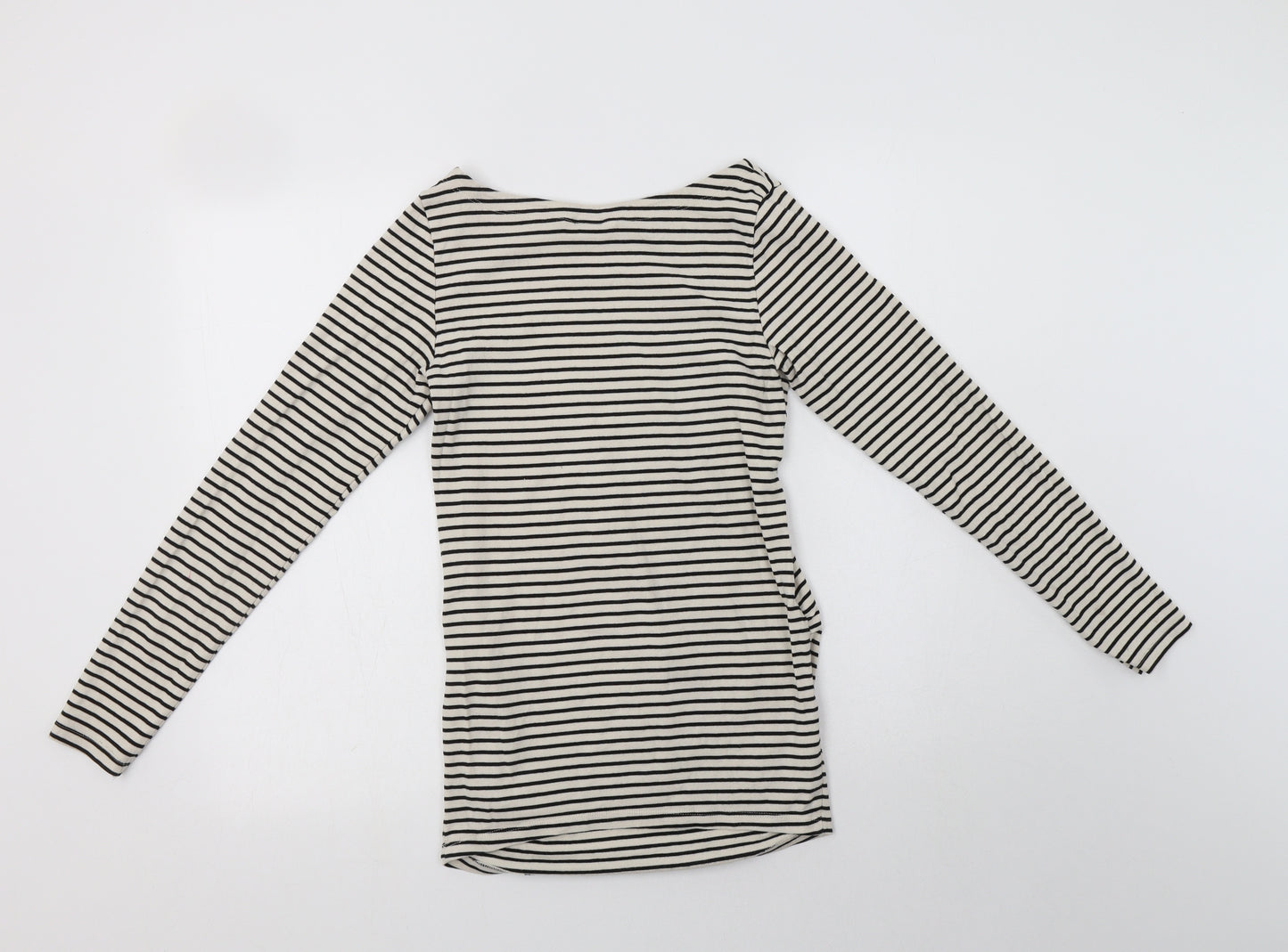 H&M Womens White Striped  Basic Blouse Size S Round Neck - Maternity