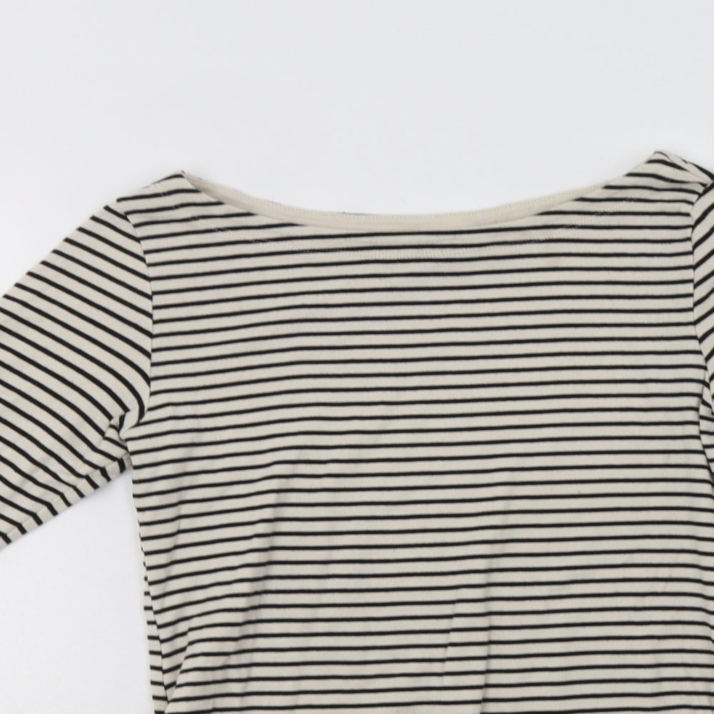 H&M Womens White Striped  Basic Blouse Size S Round Neck - Maternity