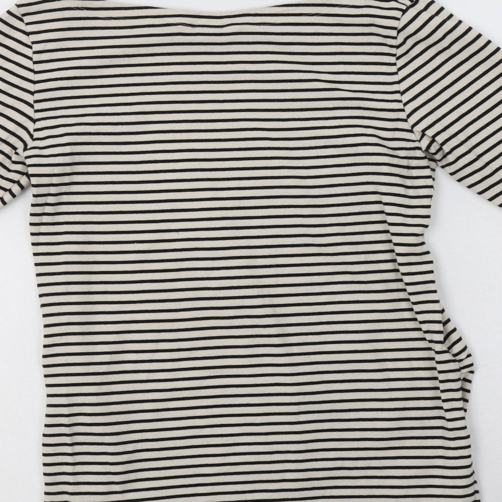 H&M Womens White Striped  Basic Blouse Size S Round Neck - Maternity