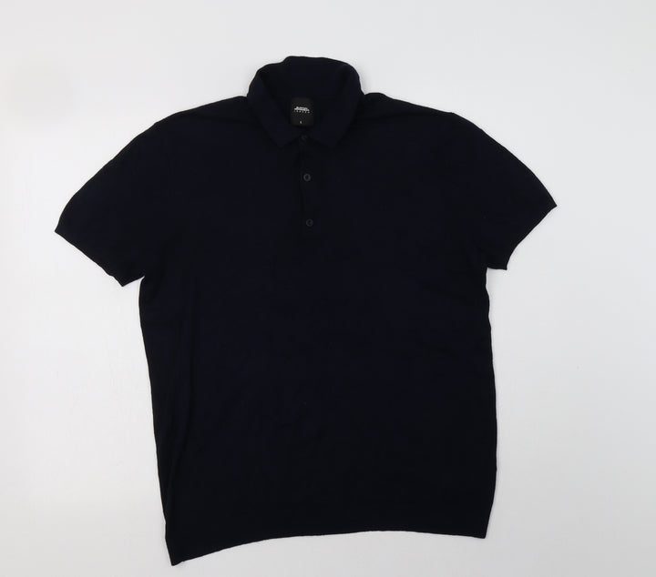 Burton Mens Blue Collared Viscose Henley Jumper Size L