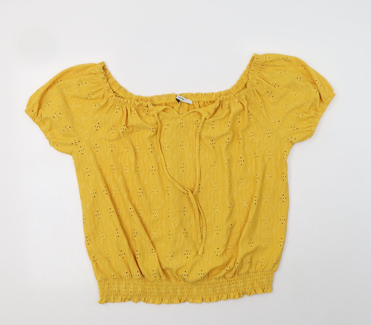 George Womens Yellow  Polyester Basic Blouse Size 18 Off the Shoulder