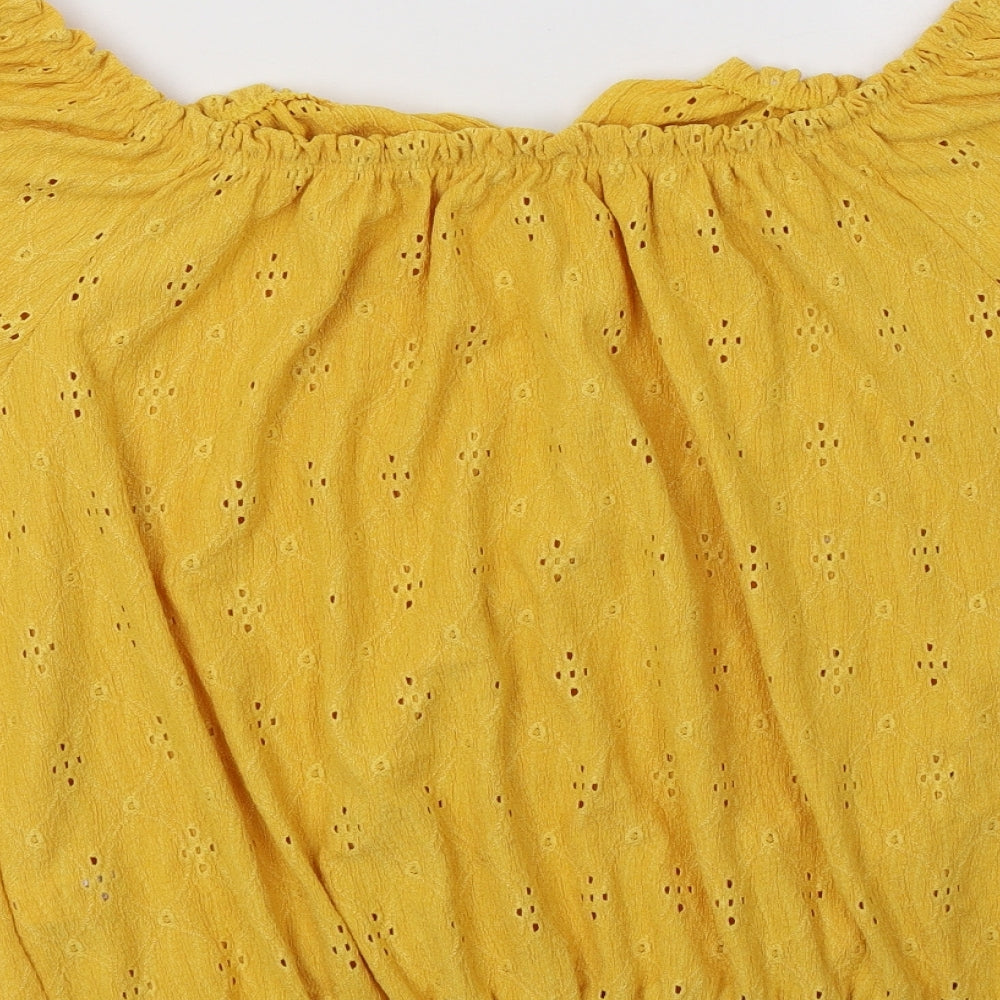 George Womens Yellow  Polyester Basic Blouse Size 18 Off the Shoulder
