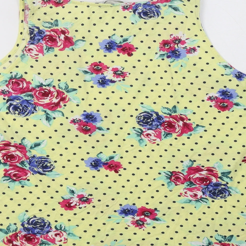 George Womens Yellow Floral Viscose Basic Blouse Size 16 Collared
