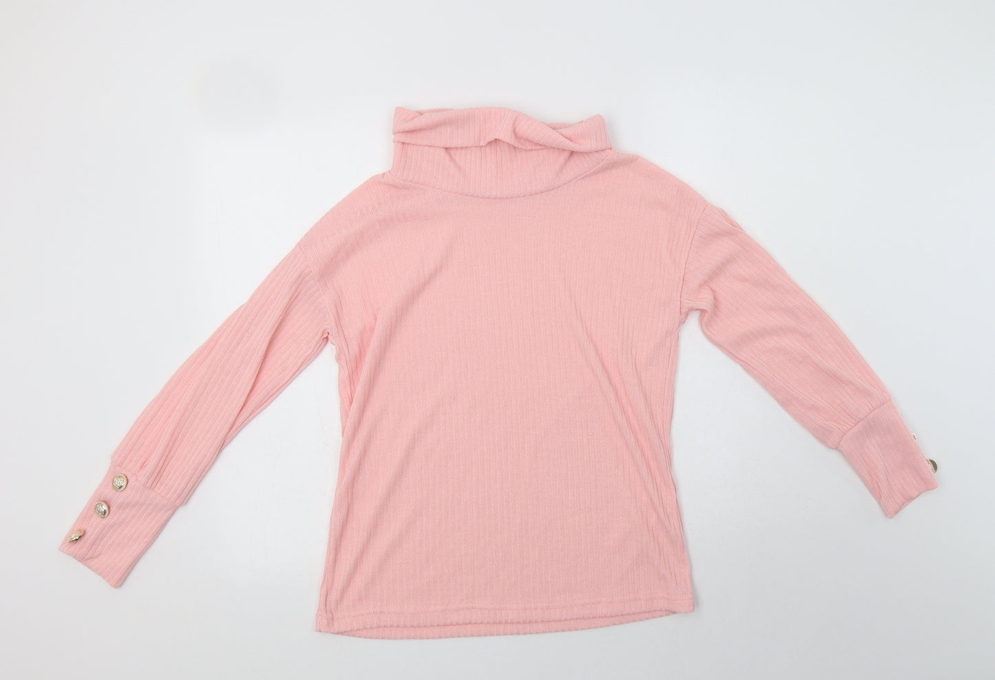 Preworn Womens Pink Roll Neck  Cotton Pullover Jumper Size L