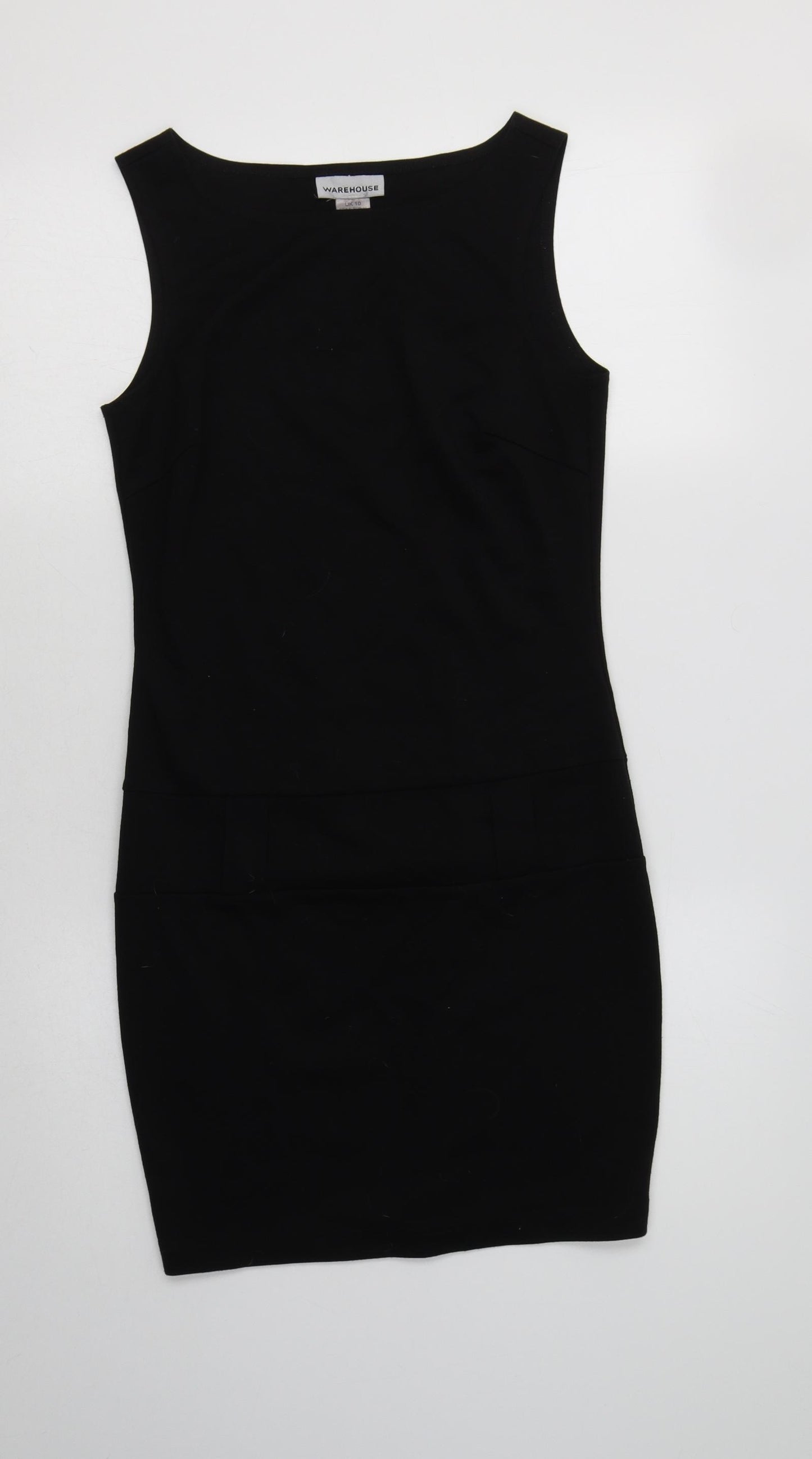 Warehouse Womens Black  Polyester Pencil Dress  Size 10  Crew Neck
