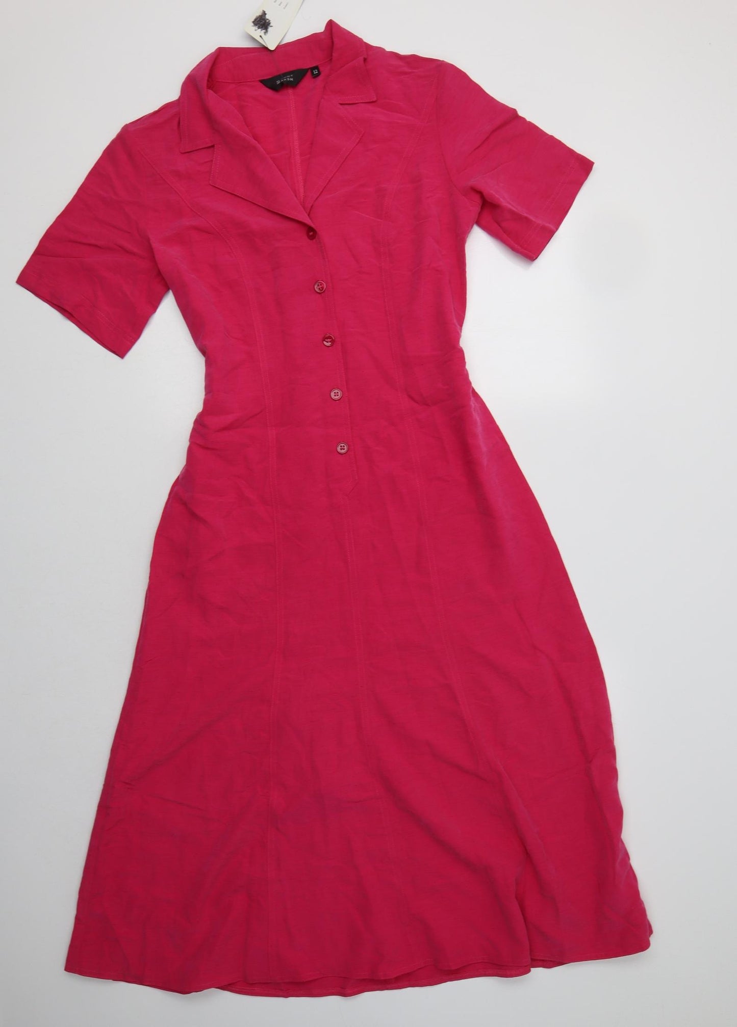 Mandy Marsh Womens Pink  Viscose Shirt Dress  Size 12  Collared Button