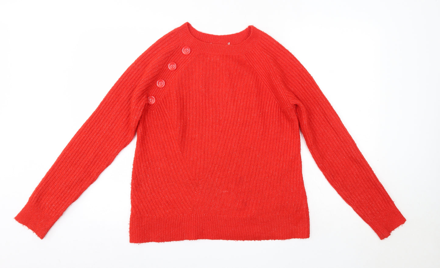 TU Womens Red Round Neck  Acrylic Pullover Jumper Size 8