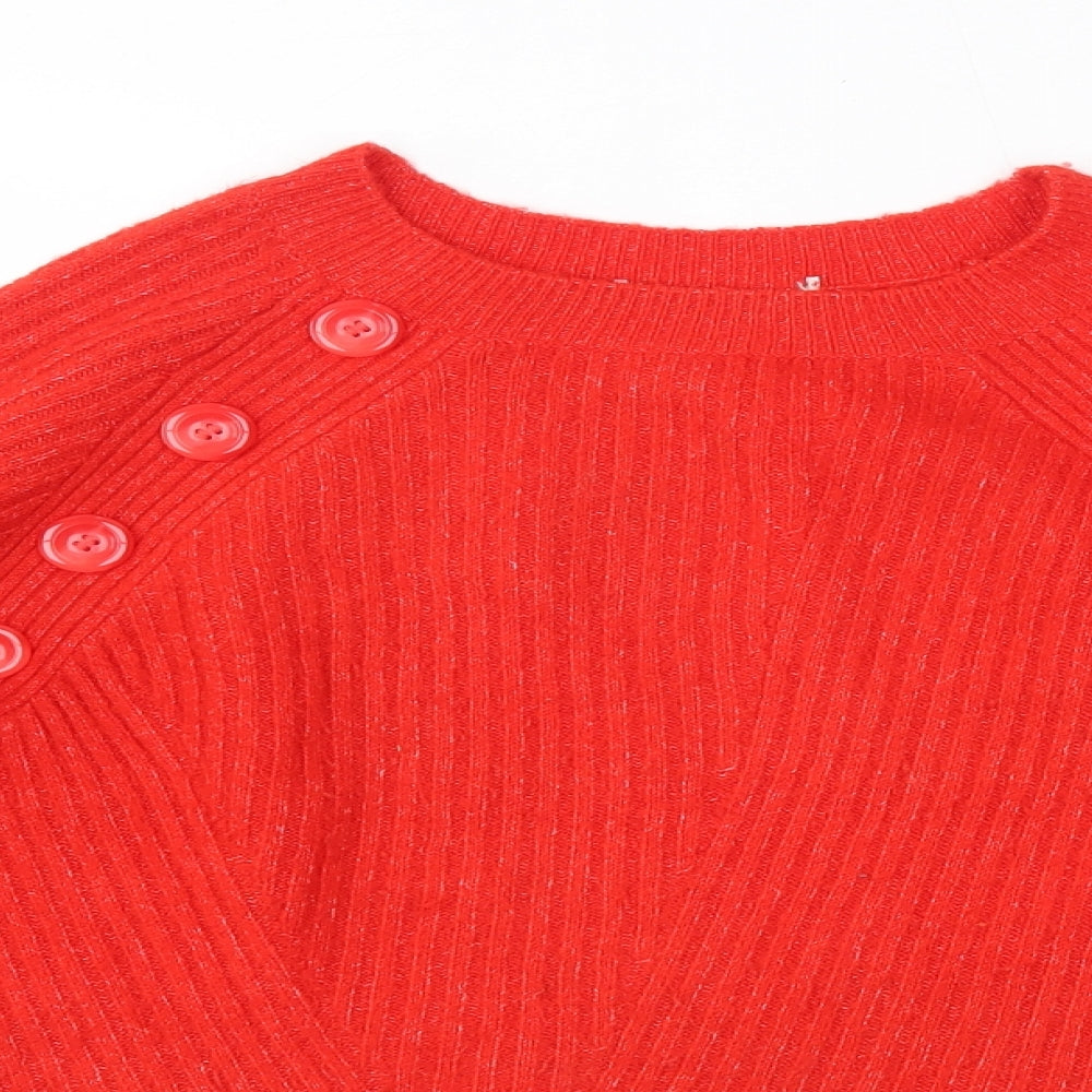 TU Womens Red Round Neck  Acrylic Pullover Jumper Size 8