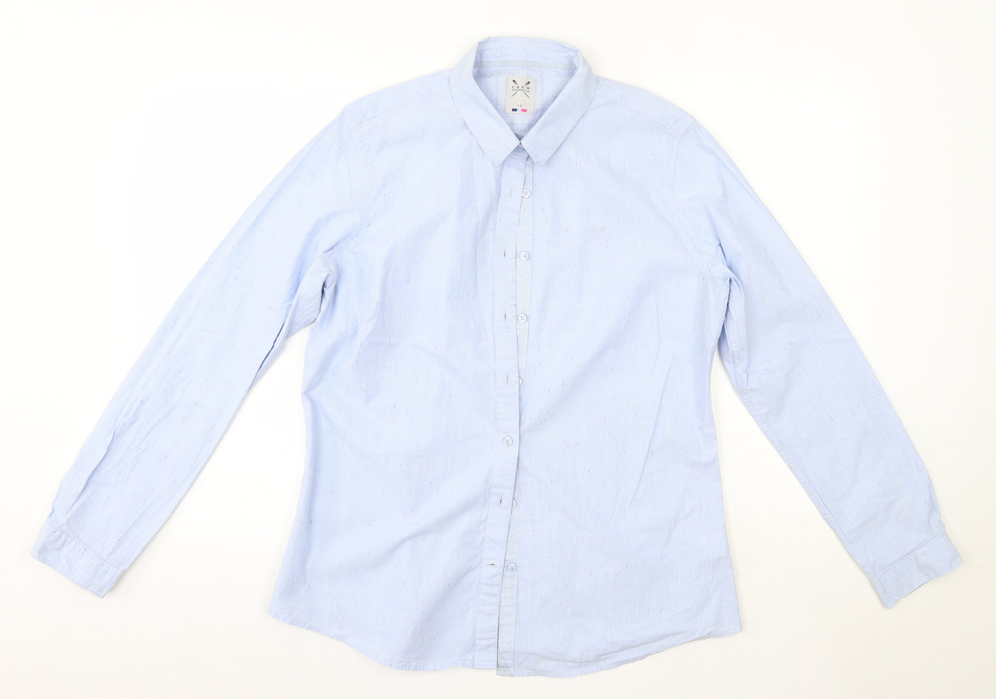 Crew Clothing Womens Blue  100% Cotton Basic Button-Up Size 16 Collared