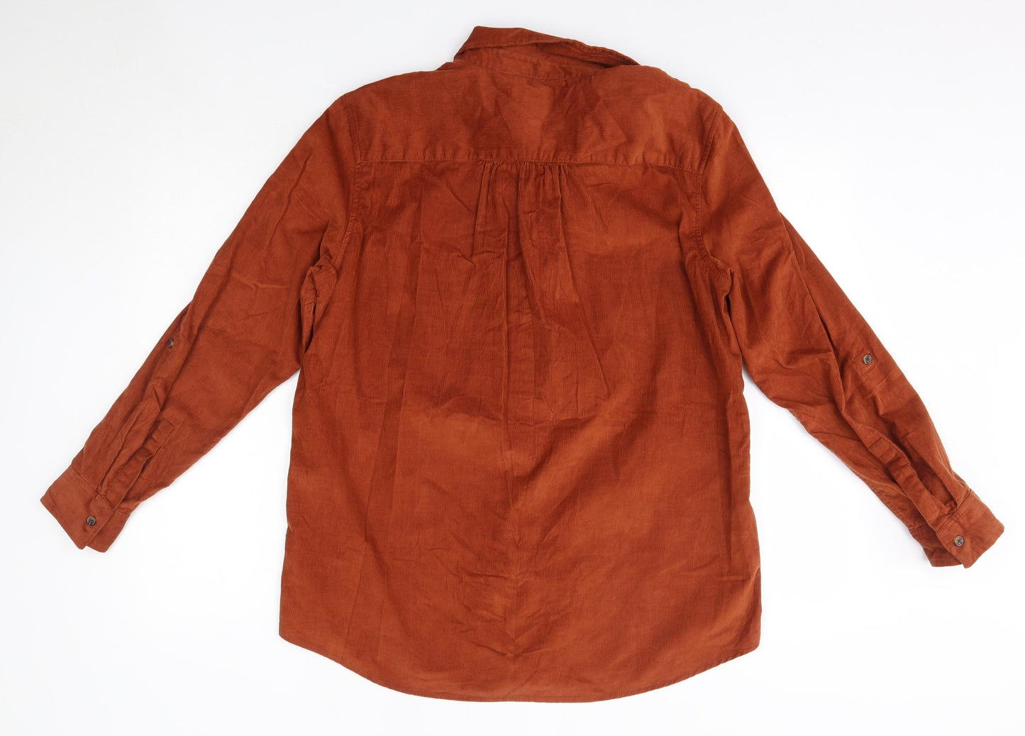 Lands' End Mens Orange  Cotton  Button-Up Size M Collared