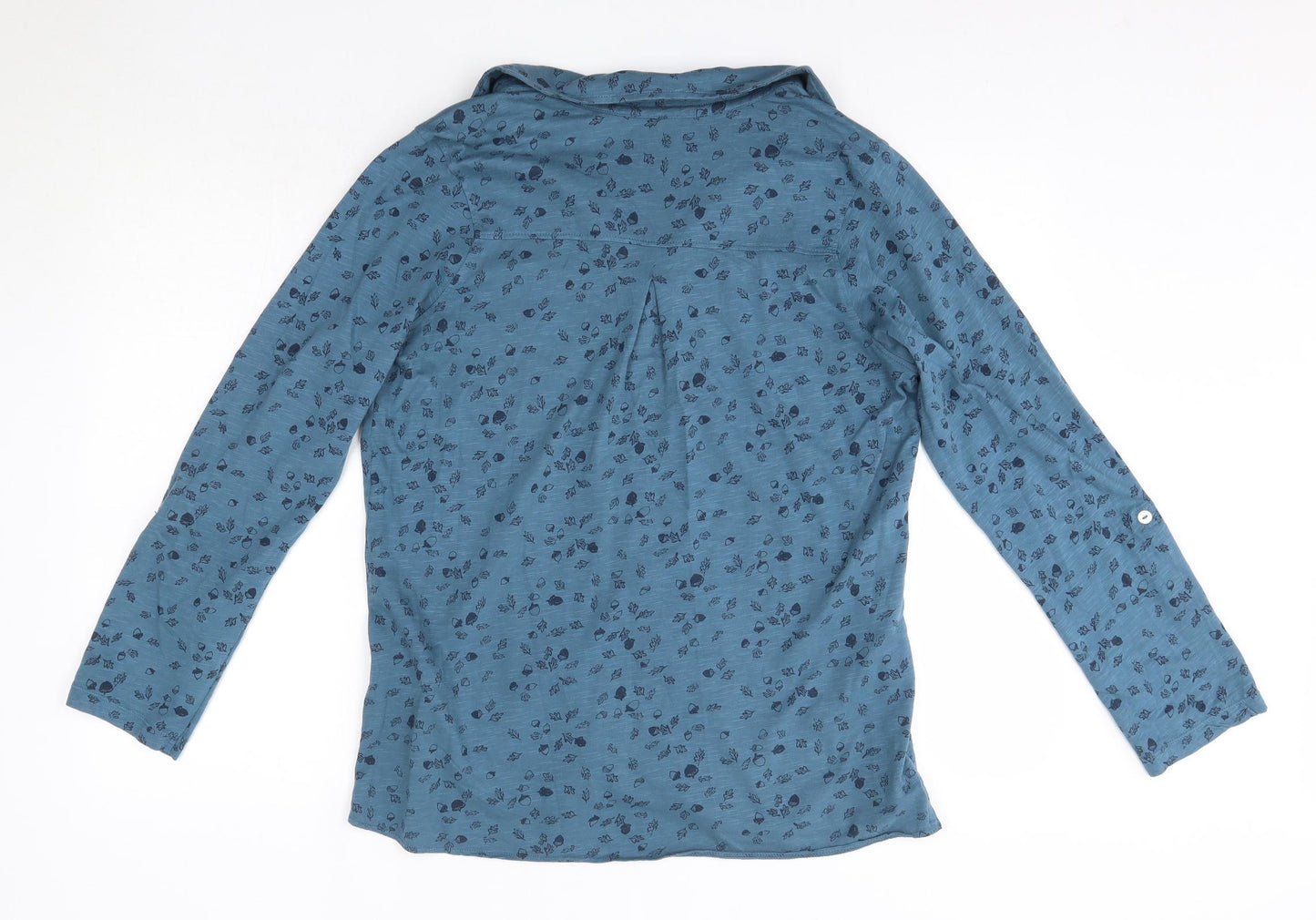 Weird Fish Womens Blue  100% Cotton Basic Button-Up Size 14 Collared