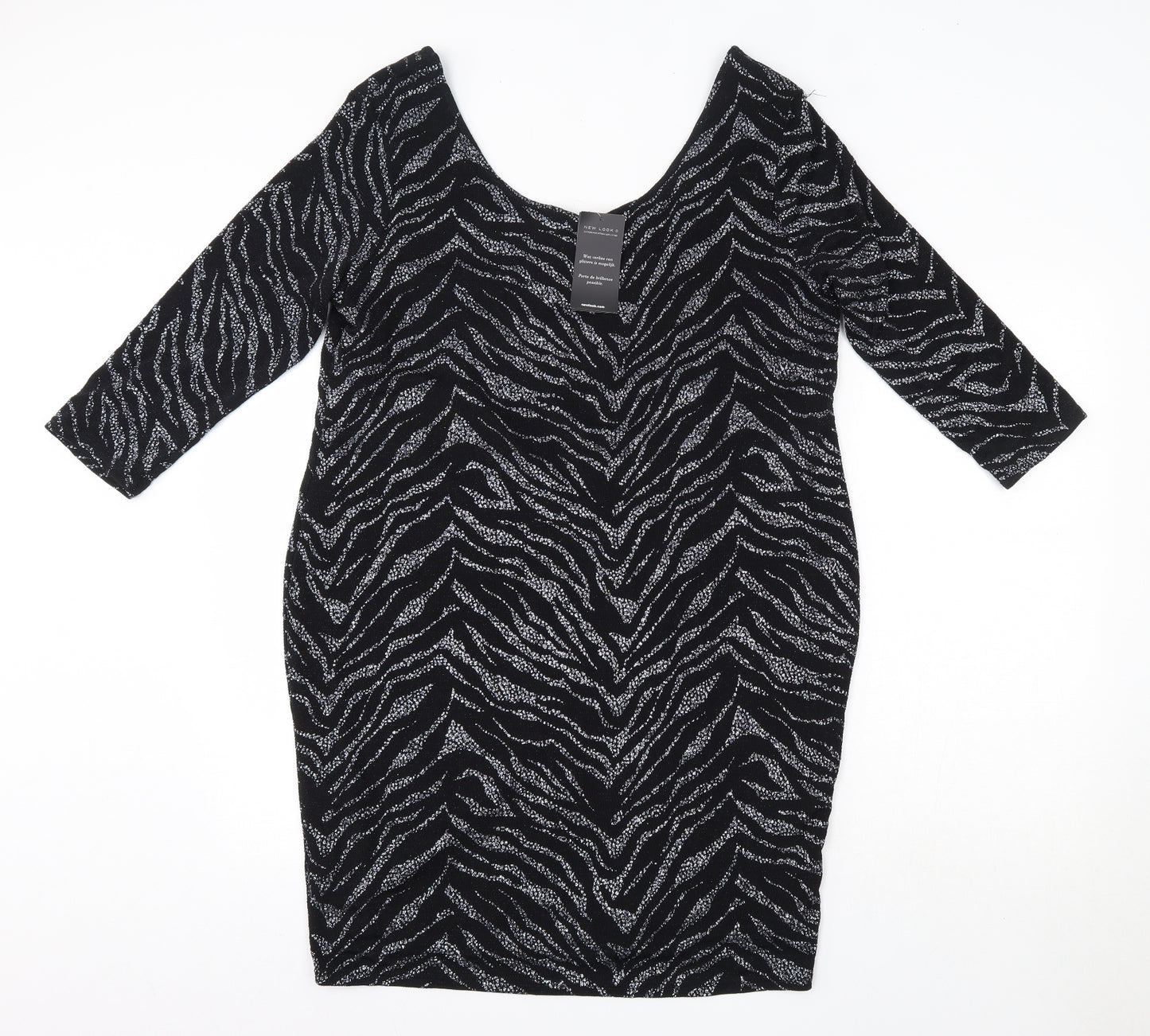 New Look Womens Black  Nylon Pencil Dress  Size 16  Round Neck