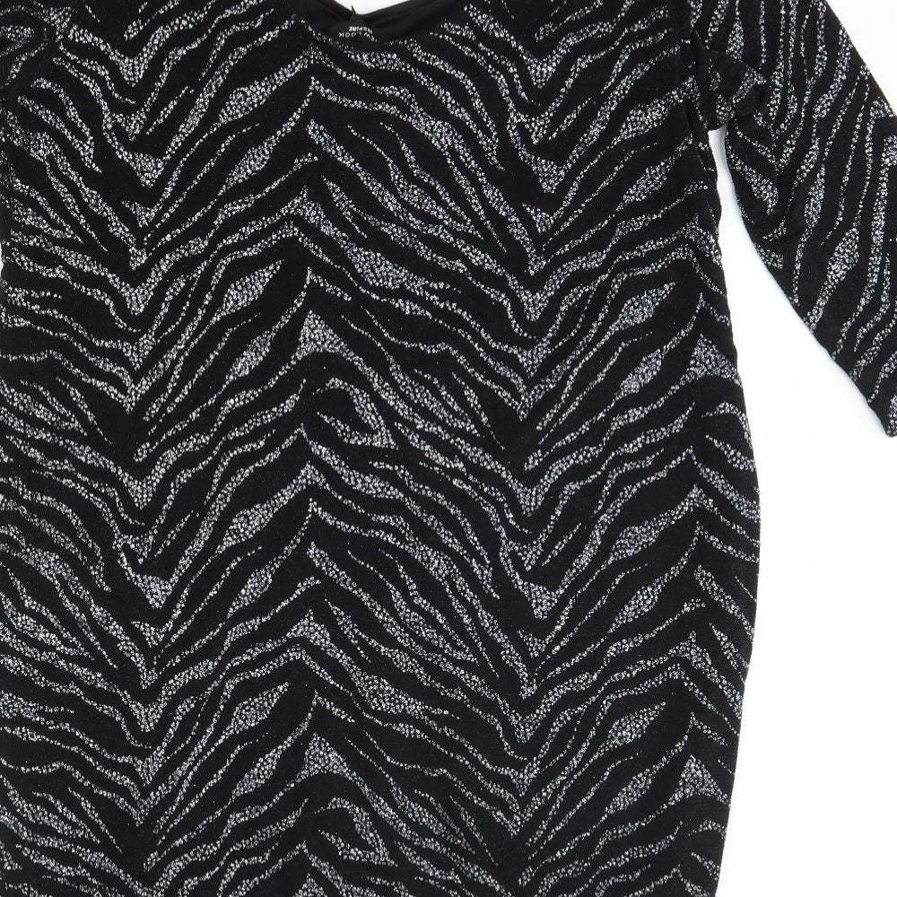 New Look Womens Black  Nylon Pencil Dress  Size 16  Round Neck