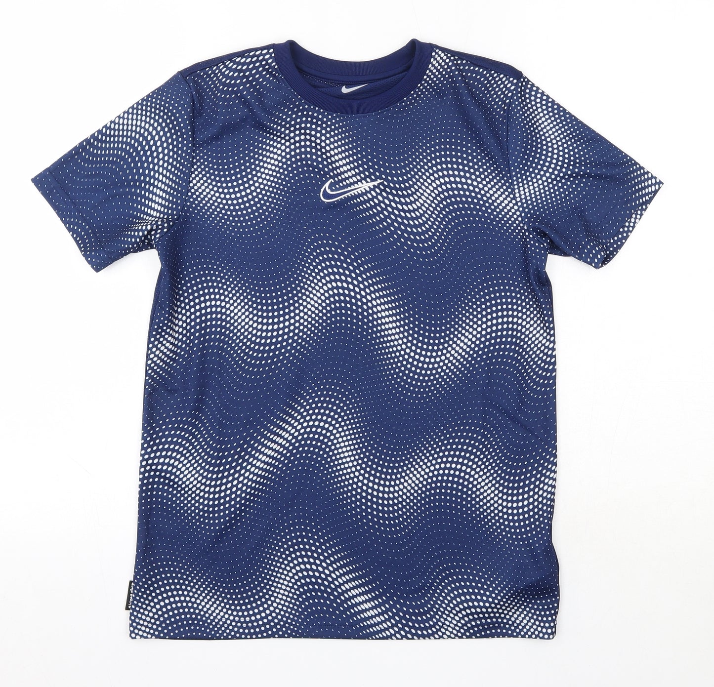 Nike Boys Blue  Polyester Basic T-Shirt Size L Round Neck