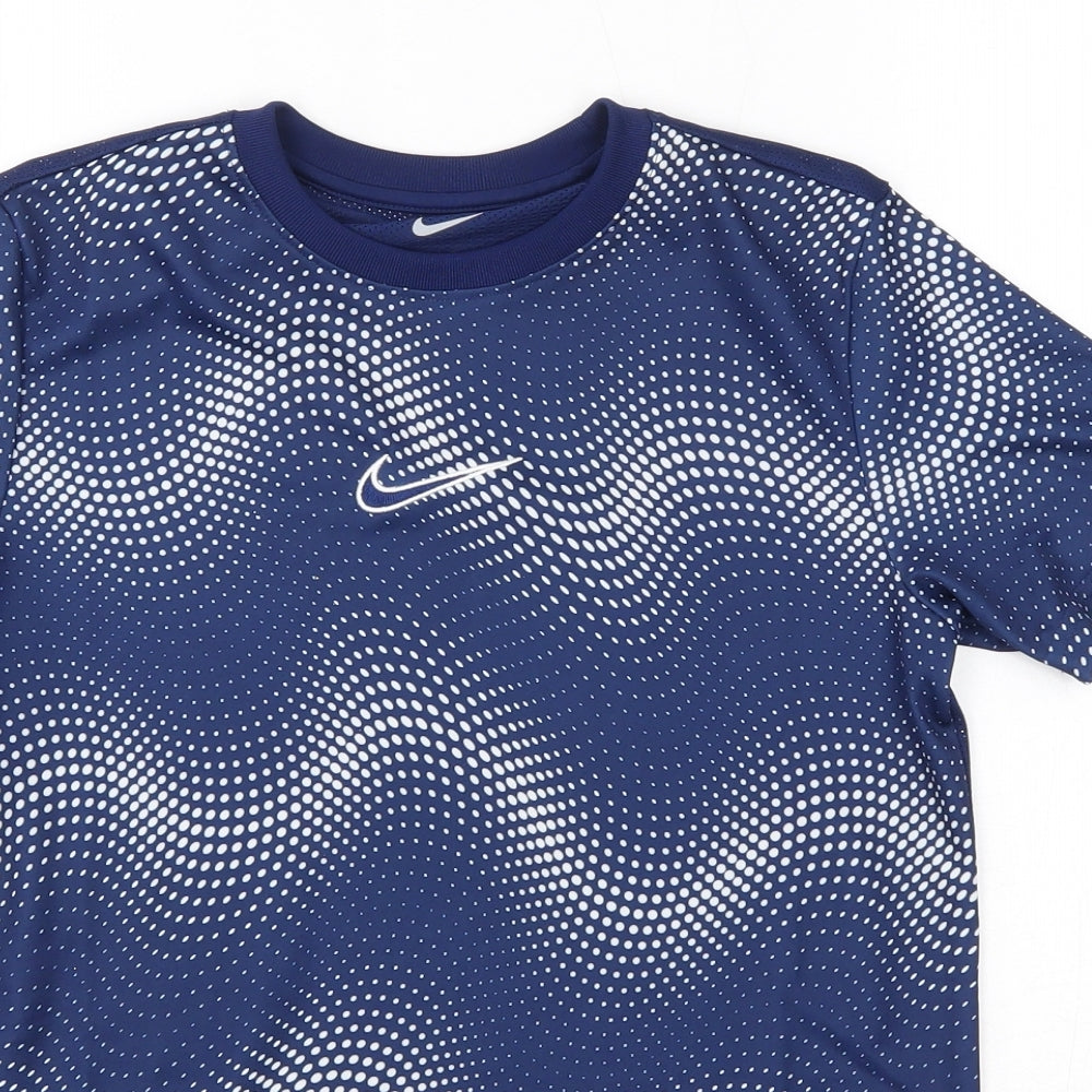 Nike Boys Blue  Polyester Basic T-Shirt Size L Round Neck