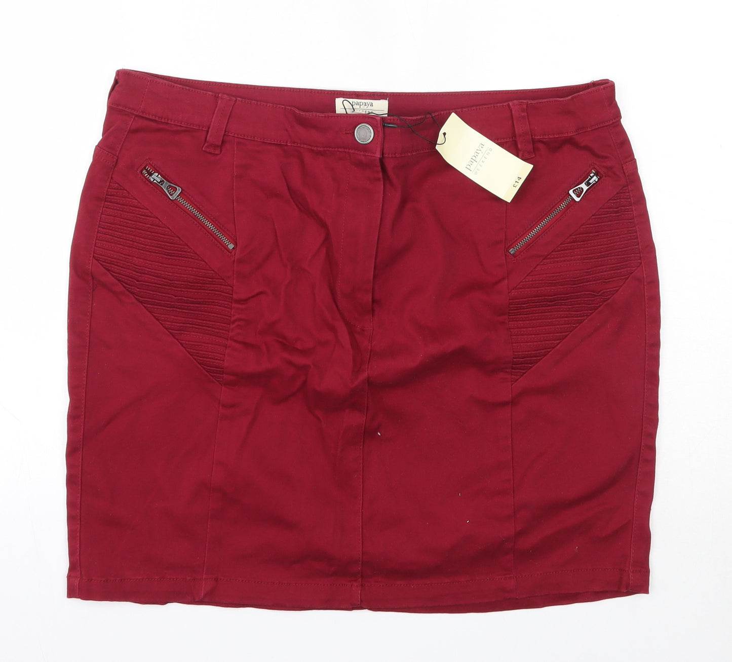 Matalan Womens Red  Cotton A-Line Skirt Size 14