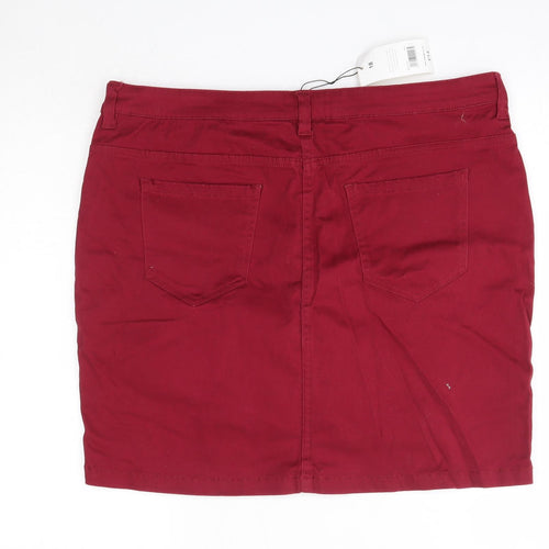 Matalan Womens Red  Cotton A-Line Skirt Size 14
