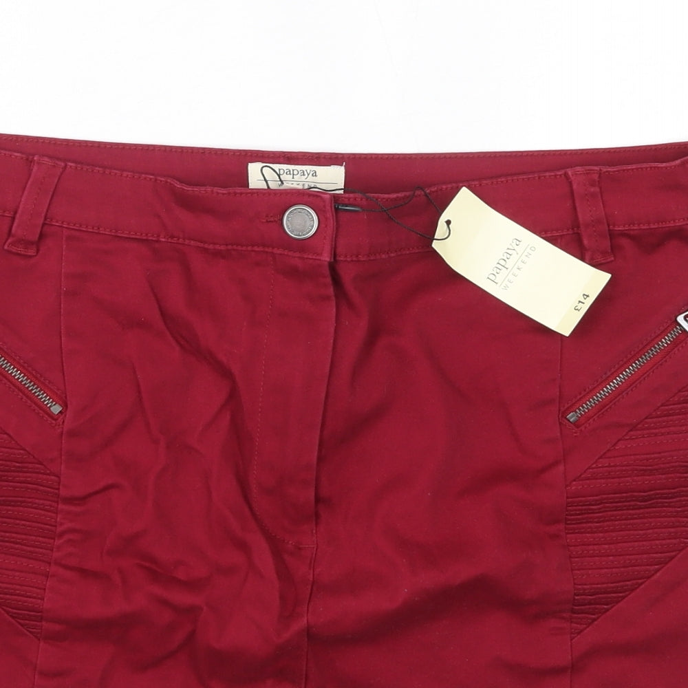 Matalan Womens Red  Cotton A-Line Skirt Size 14