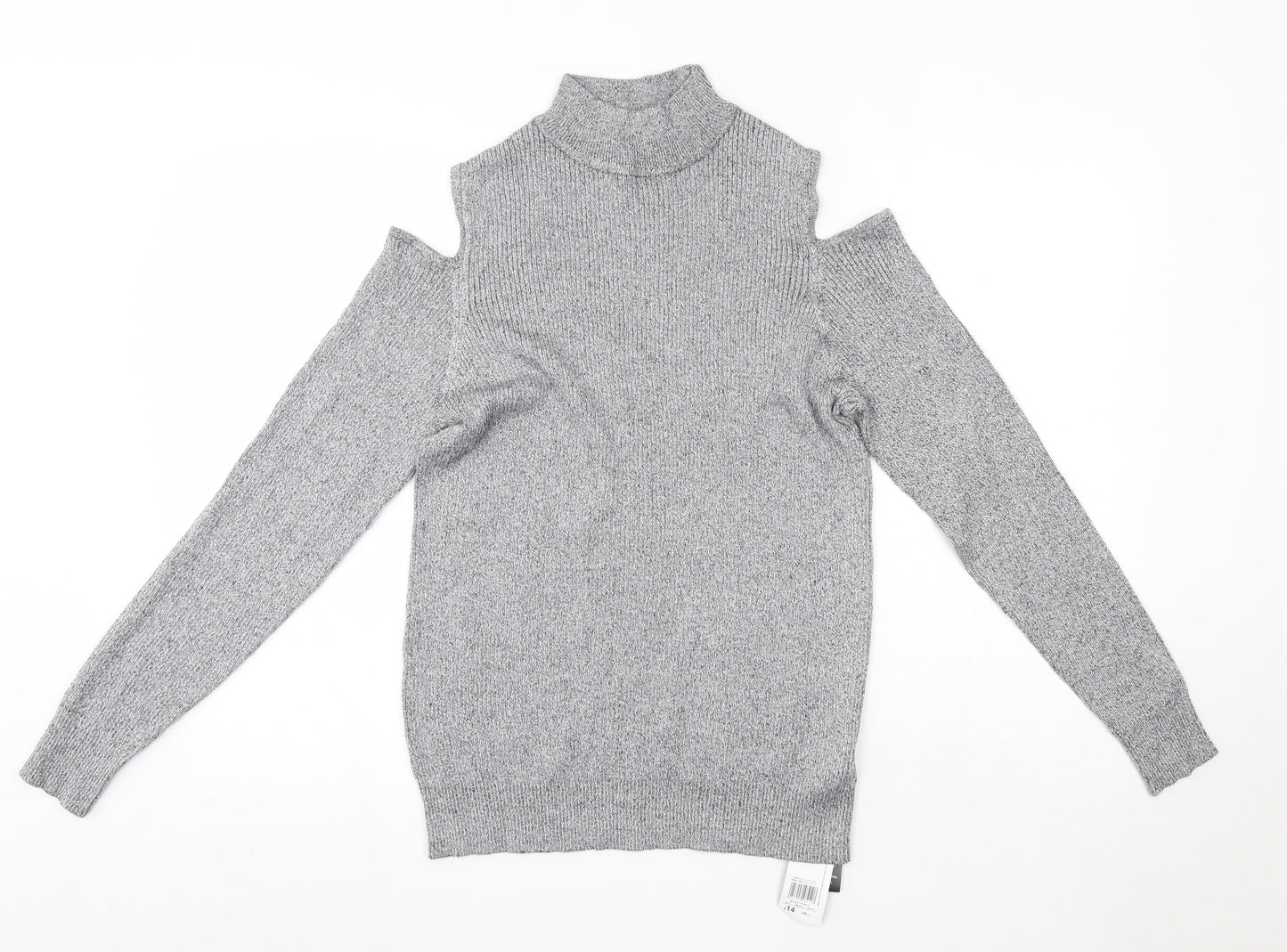 F&F Womens Grey High Neck  Viscose Pullover Jumper Size 18