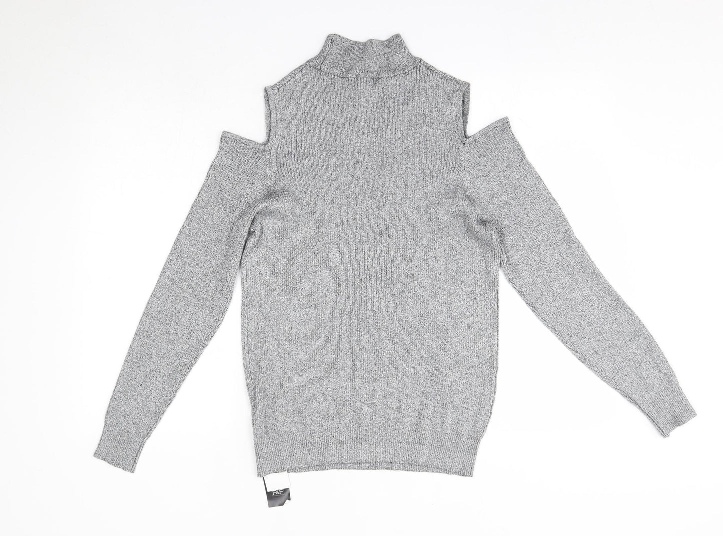 F&F Womens Grey High Neck  Viscose Pullover Jumper Size 18