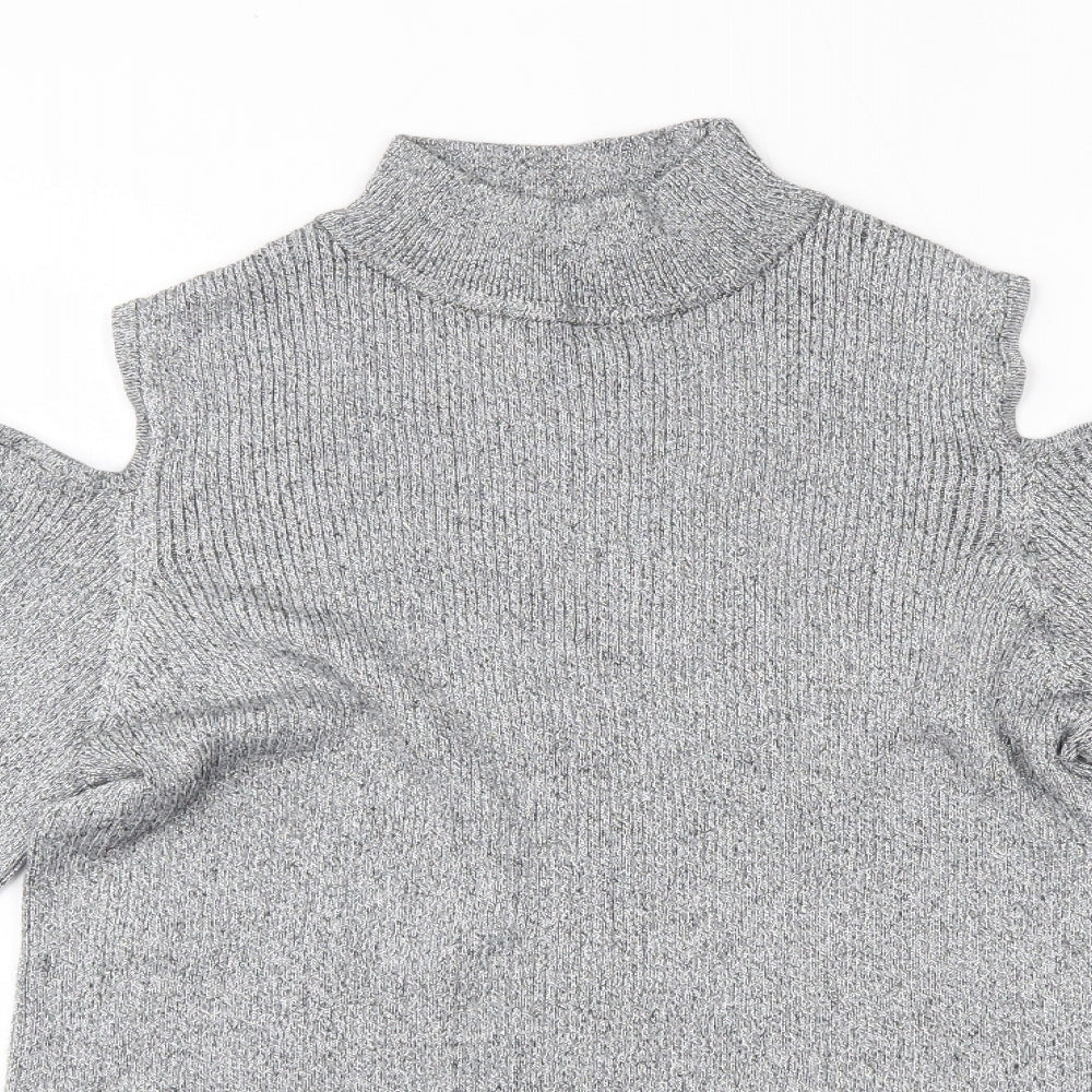 F&F Womens Grey High Neck  Viscose Pullover Jumper Size 18