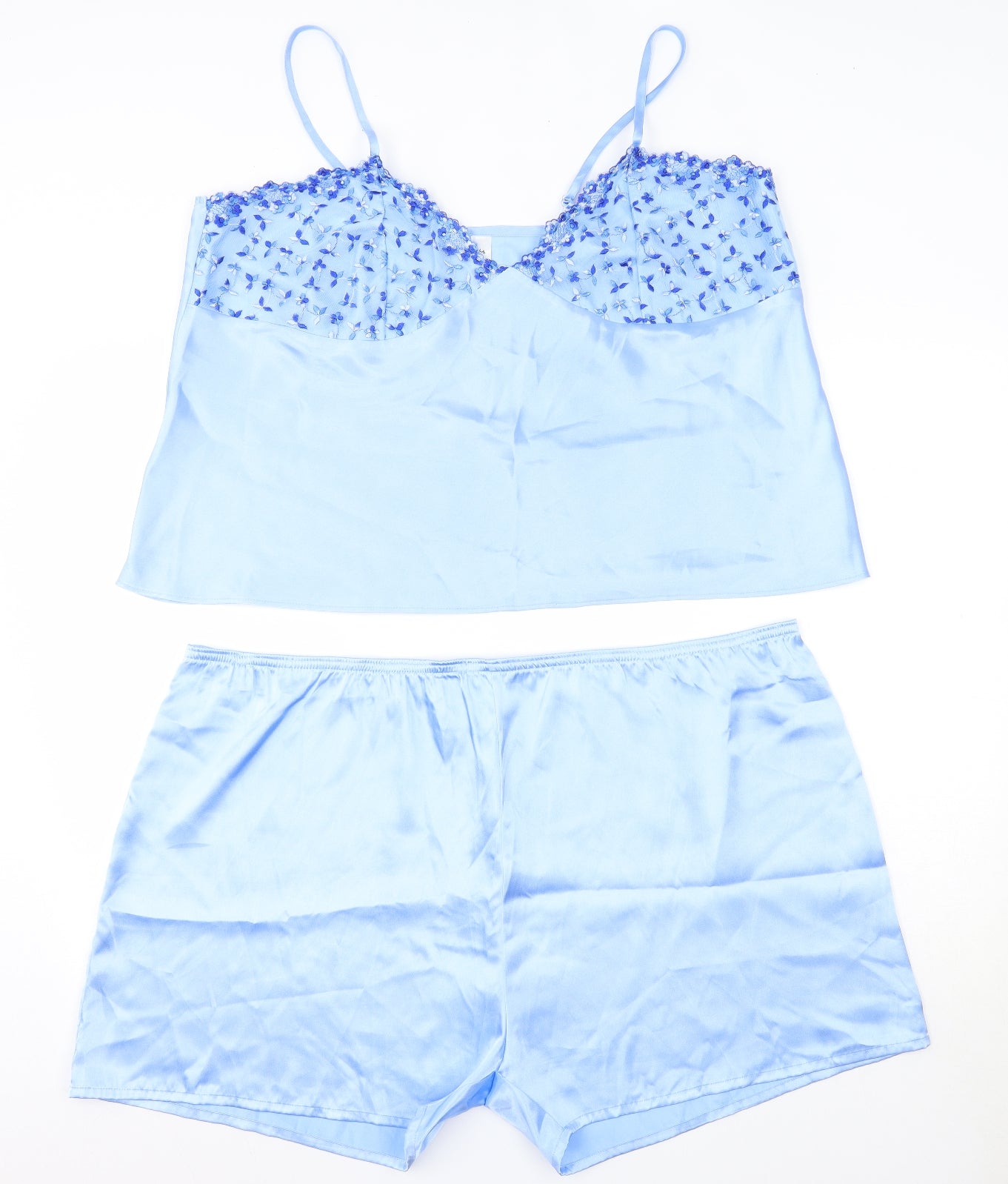 Pretty Secrets Womens Blue Solid Polyester Top Pyjama Set Size 20